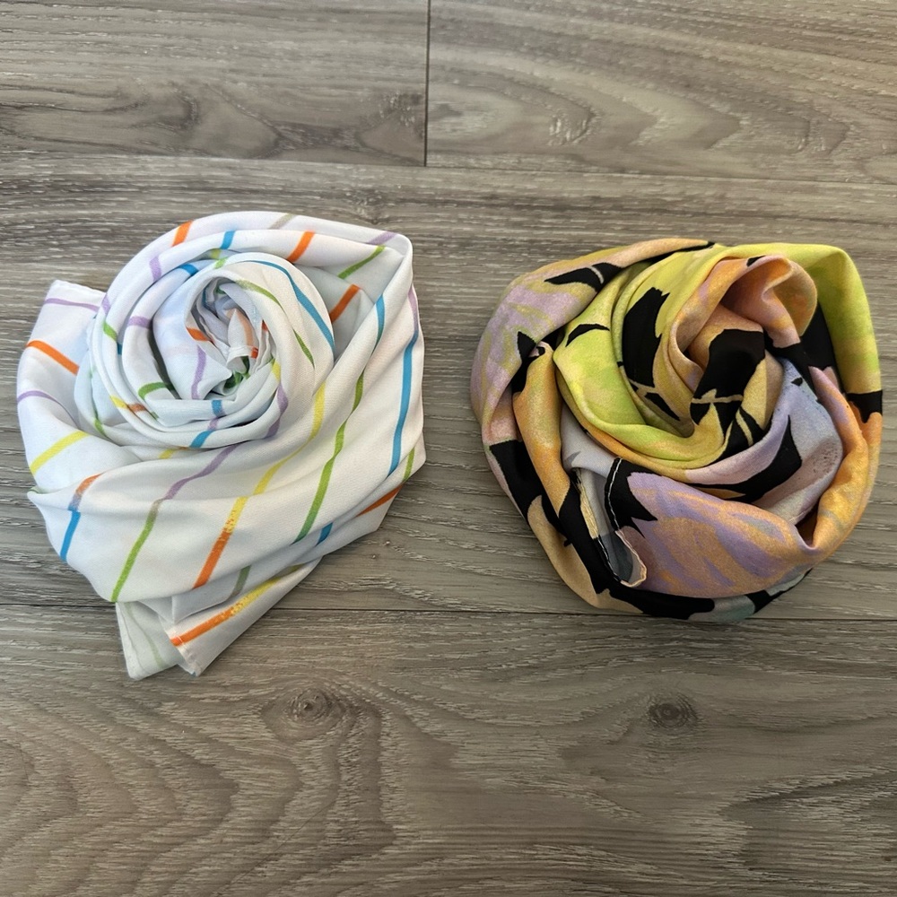 BP Nordstrom Square Colorful Floral & Stripped Neck & Head Scarves, NWOT